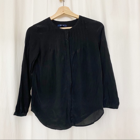 Tops - Madewell black button up silk blouse